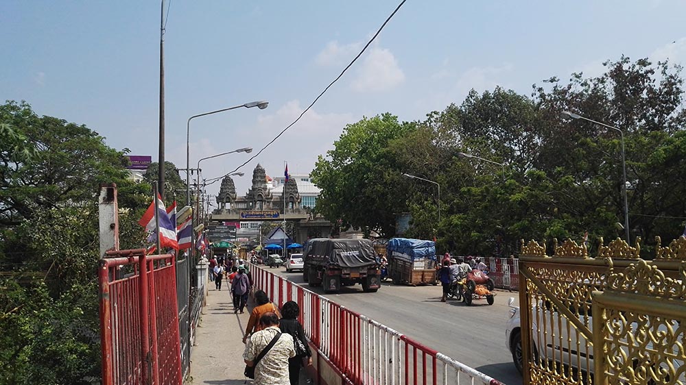 Walking toward the Thai-Cambodia border